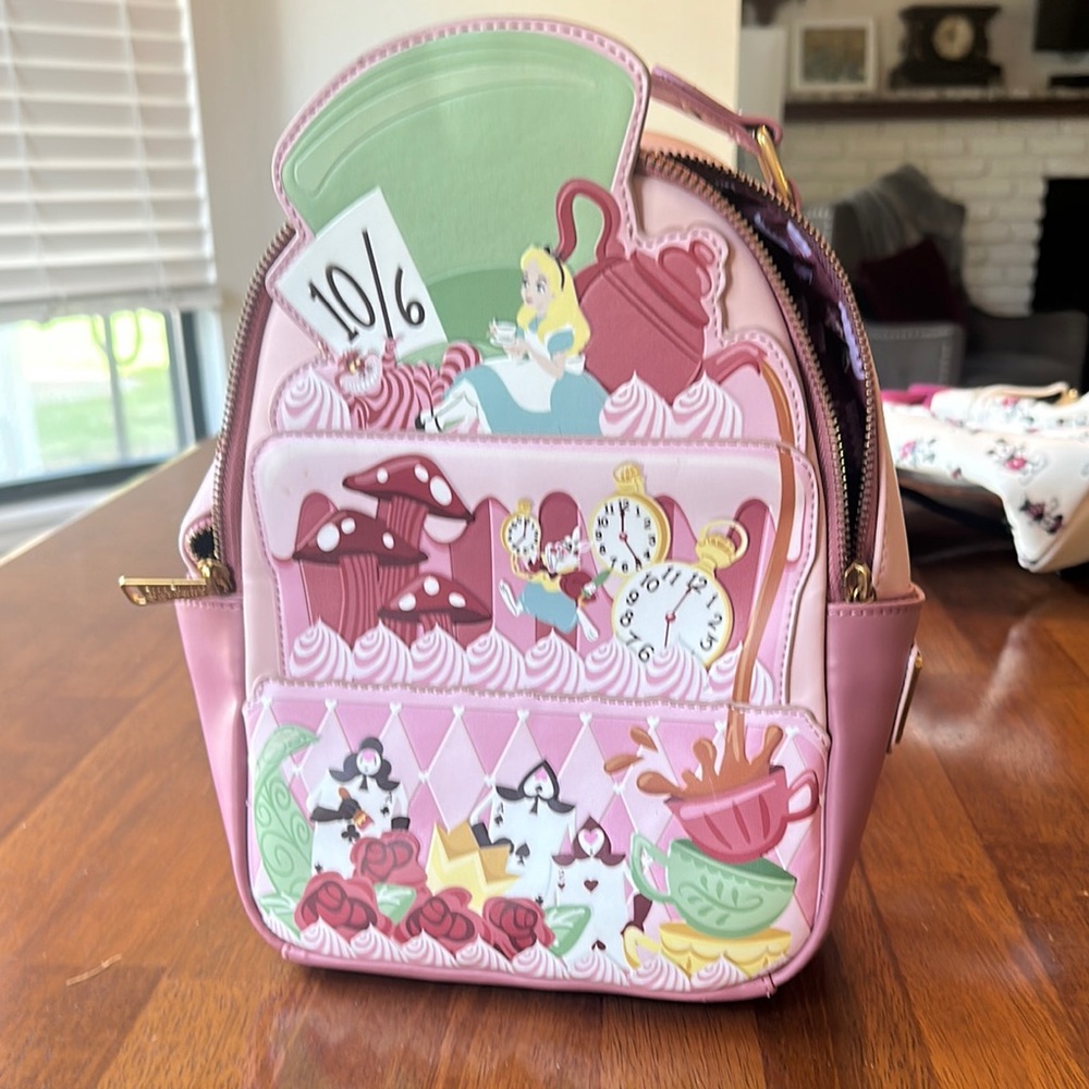 Whimsical Pink Backpack with Wonderland Theme